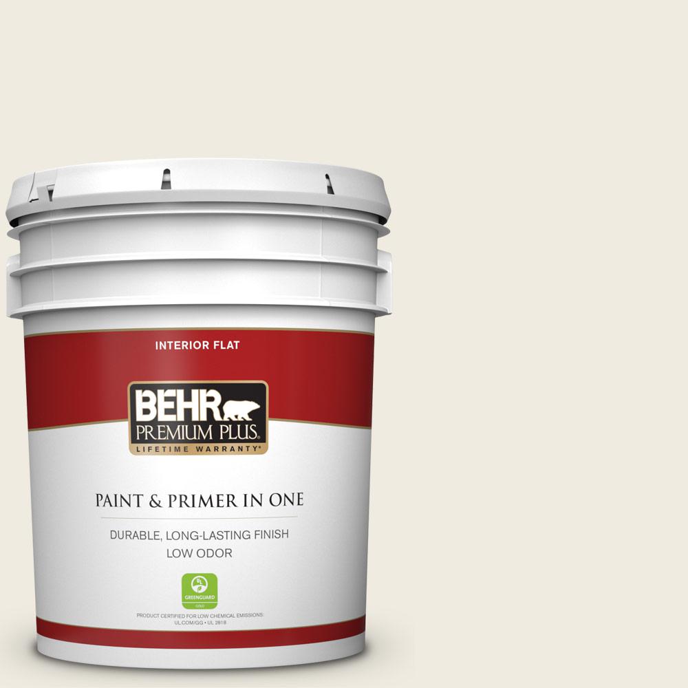 BEHR PREMIUM PLUS 5 gal. #YL-W05 Swiss Coffee Flat Low Odor Interior ...