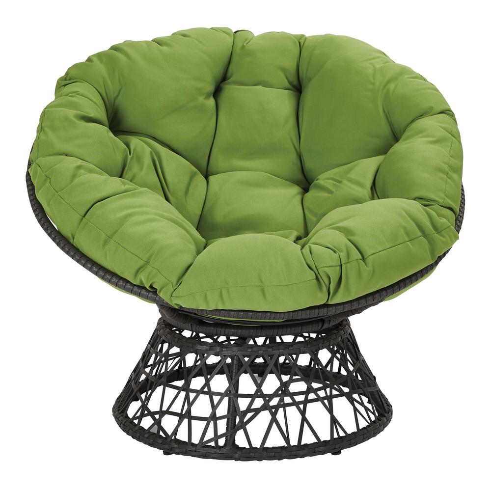 Osp Home Furnishings Papasan Chair With Green Round Pillow Top
