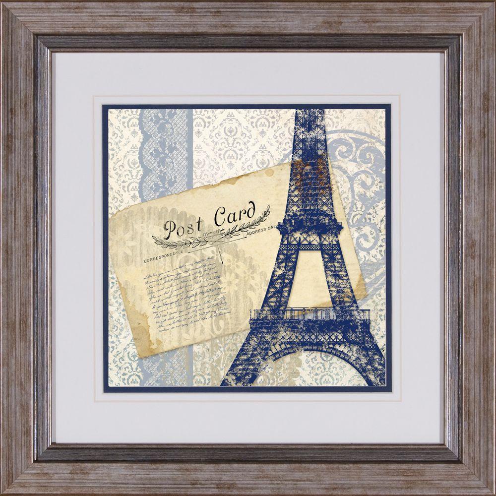 17 in. x 17 in. "Postcard Bleu A" Framed Wall Art110857A The Home Depot