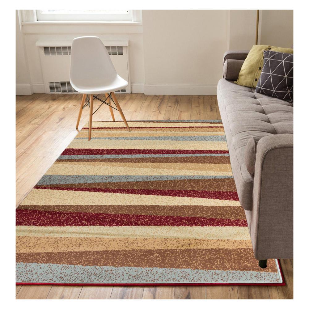 Well Woven Miami Aria Hills Modern Stripe Multi 4 ft. x 5 ft. Area Rug