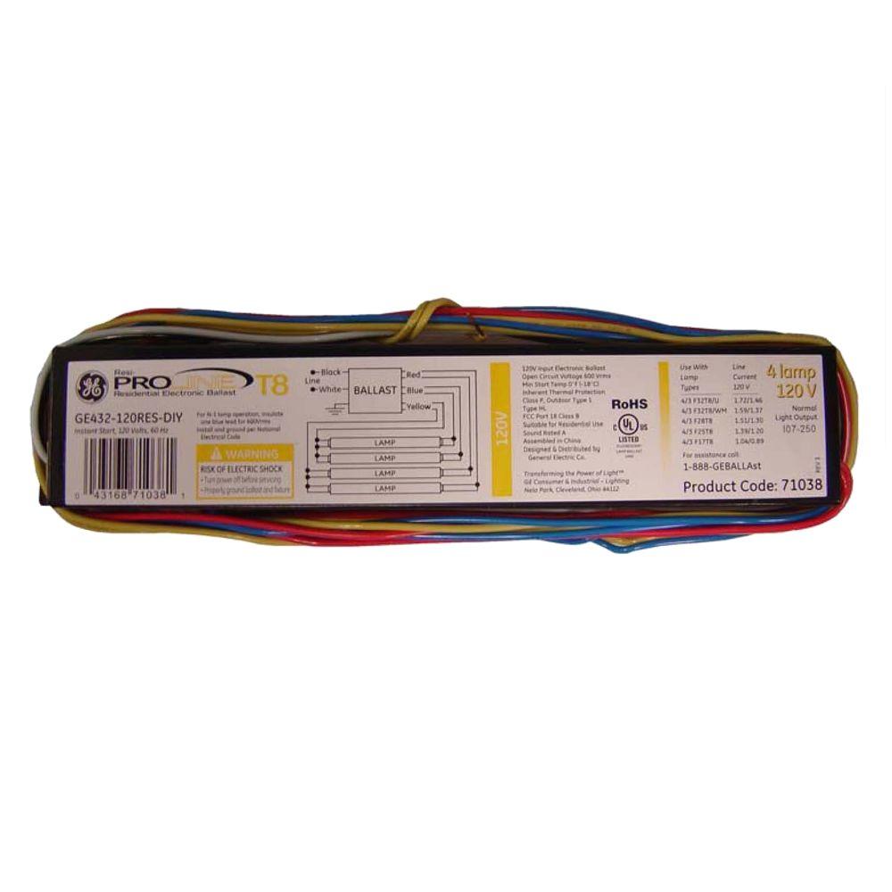 Ge 120 Volt Electronic Ballast For 4 Ft Lamp T8 Fixture 93885 Ge 120 Volt Electronic Ballast For 4 Ft Lamp T8 Fixture