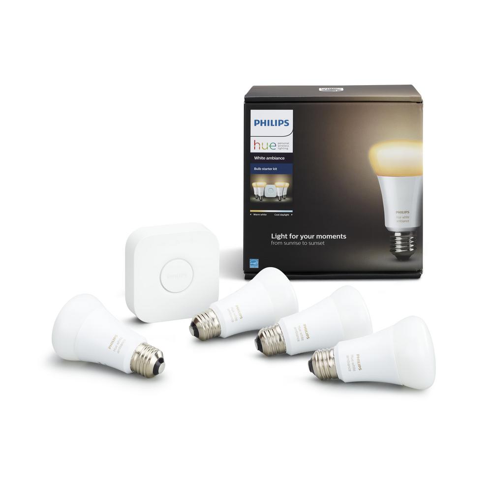 Philips Hue White Ambiance 60-Watt Equivalent A19 Smart LED Light Bulb Starter... by Philips