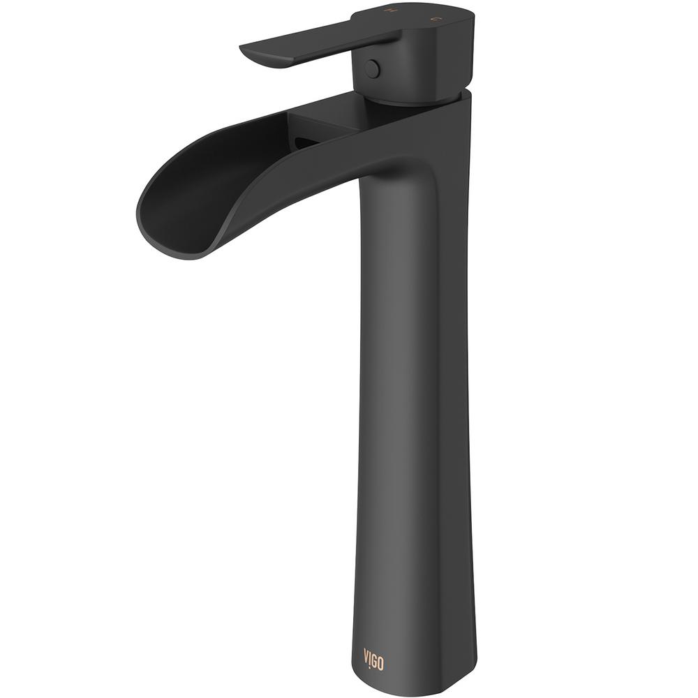 Single Hole Single Handle Vessel Bathroom Faucet In Matte Black