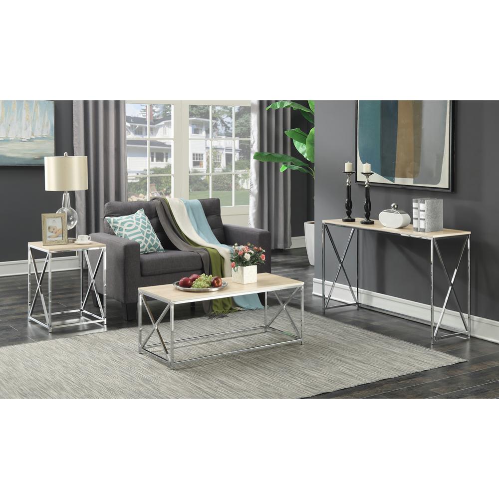Convenience Concepts Belaire Chrome And Weathered White Console Convenience Concepts Belaire Chrome And