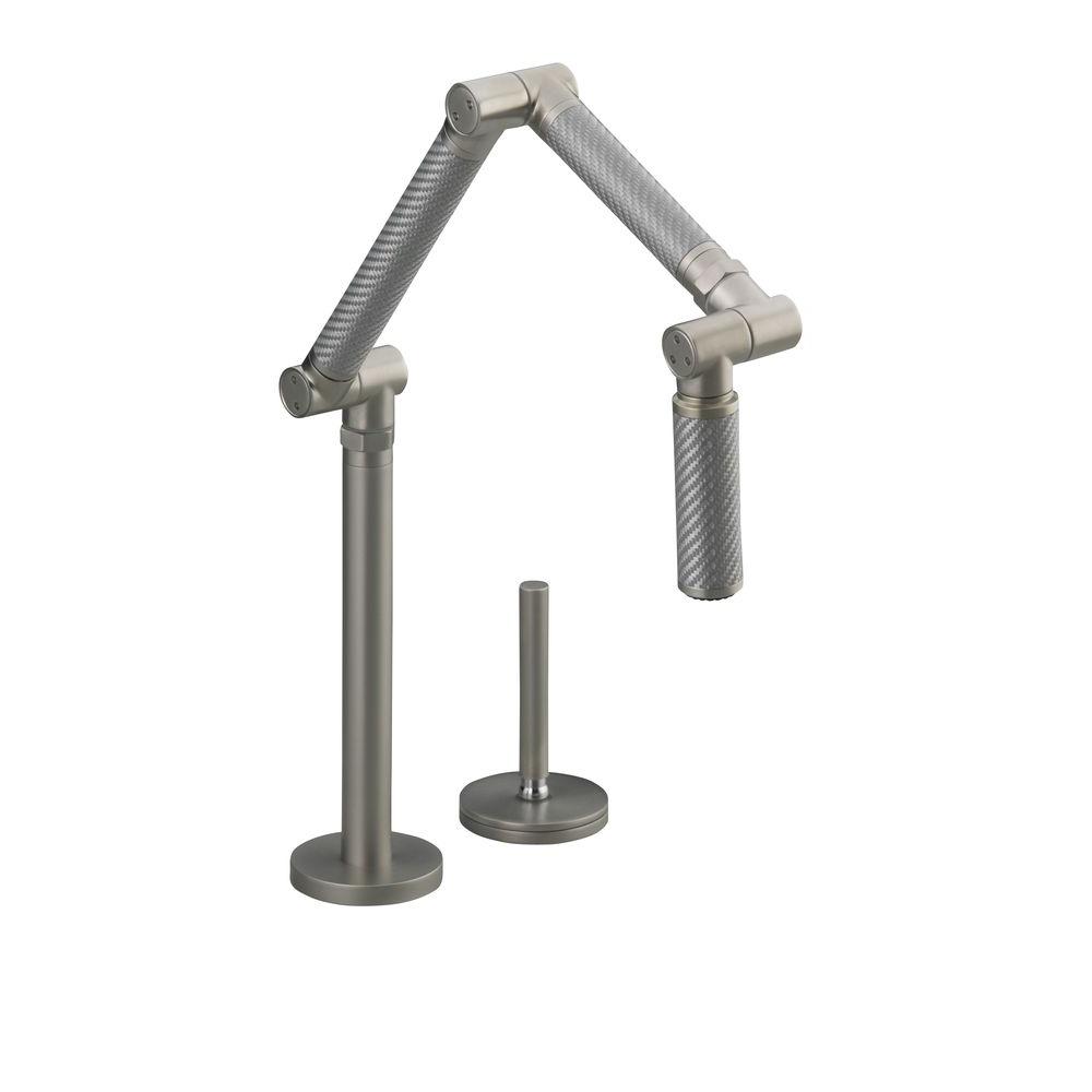 Kohler Karbon Deck Mount Single Handle Mid Arc Sprayer Standard Kitchen Faucet In Polished Chrome