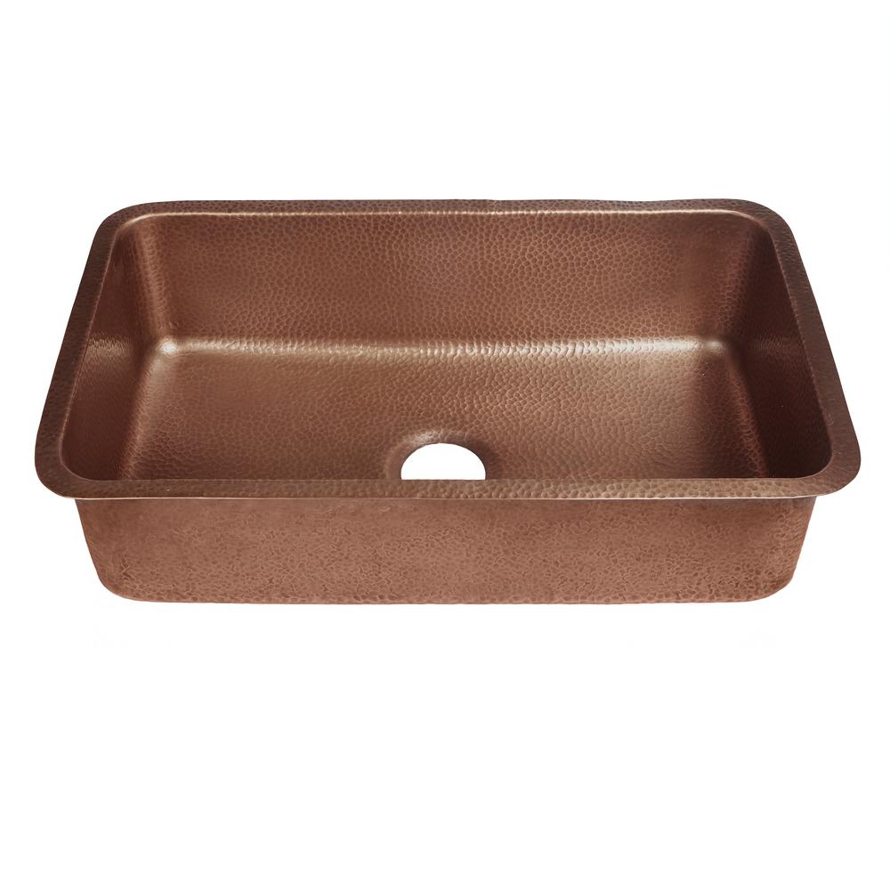 Sinkology Orwell Undermount Handmade Solid Copper 30 In Single Bowl Kitchen Sink In Antique Copper