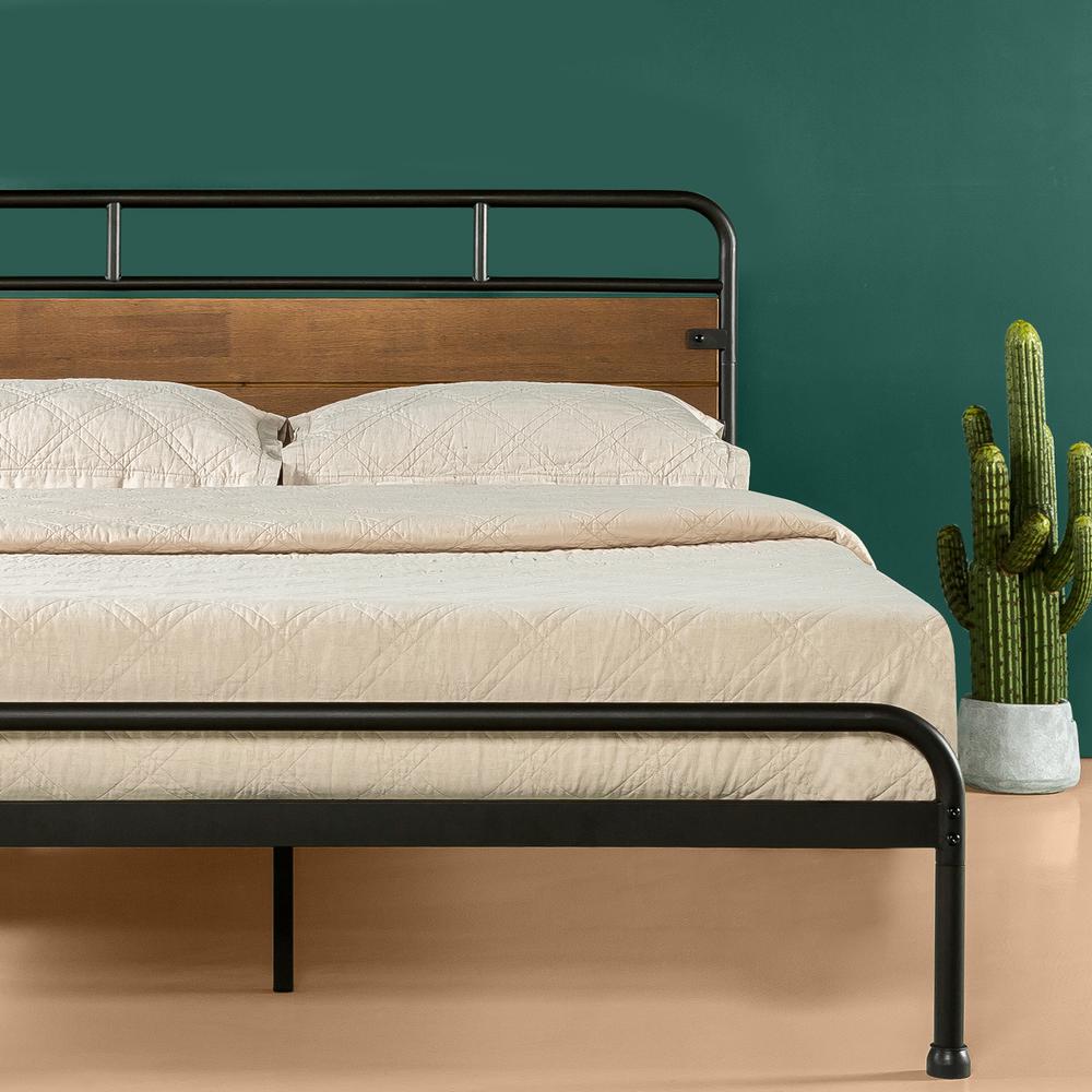 Zinus Eli Brown Metal And Wood Twin Platform Bed Hd Sfbf Br T Zinus Eli Brown Metal And Wood Twin