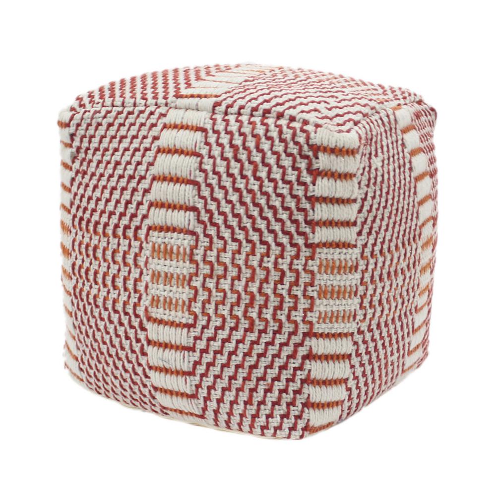 Orange And Multi Red Poufs Living Room Furniture The Home Depot