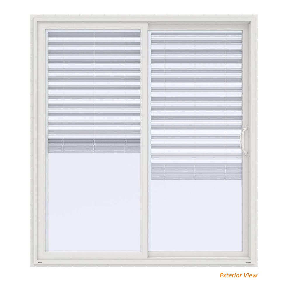 Jeld Wen 72 In X 80 In V 4500 Contemporary White Vinyl Right Hand Full Lite Sliding Patio Door W Blinds