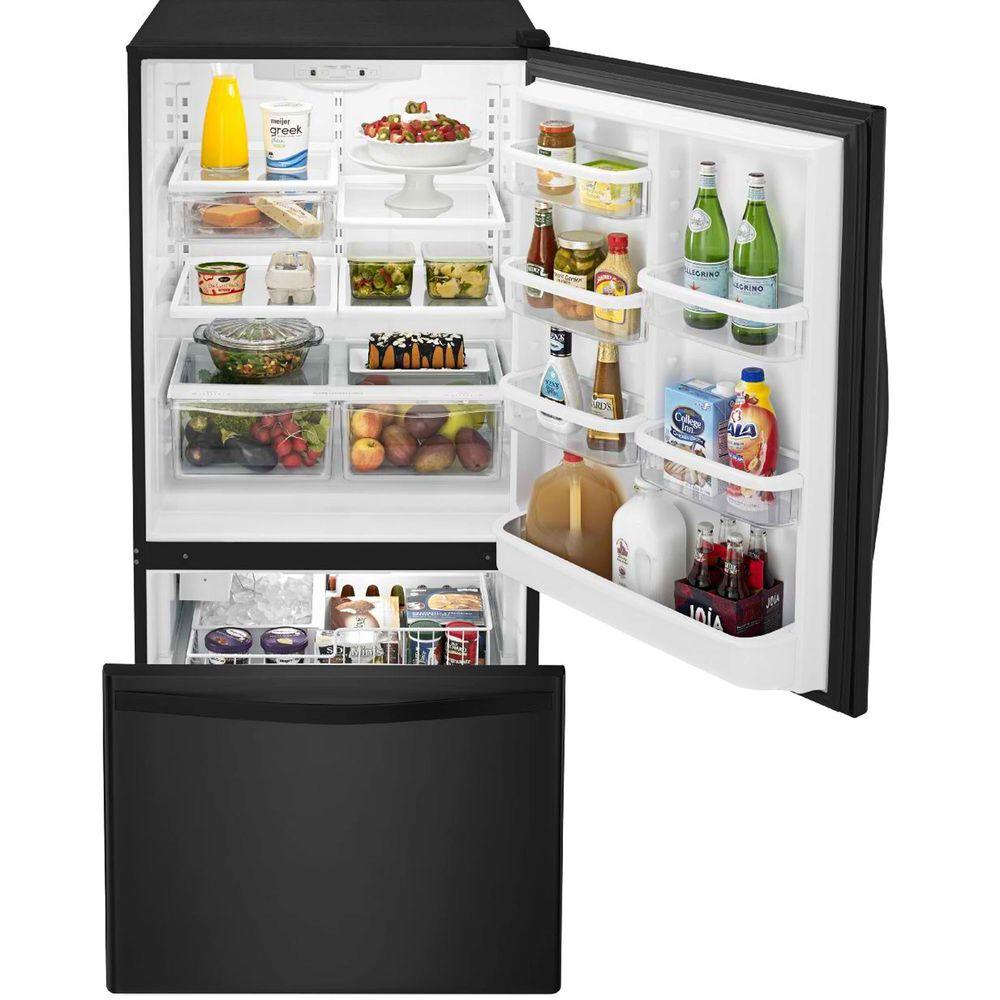 Whirlpool 22 Cu Ft Bottom Freezer Refrigerator In Black With