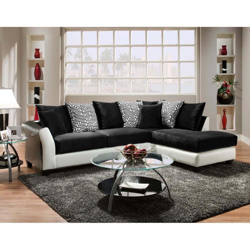 Implosion Black Velvet Jefferson And Avanti White Vinyl Standard Sectional Implosion Black Velvet Jefferson And Avanti White Vinyl Standard Sectional