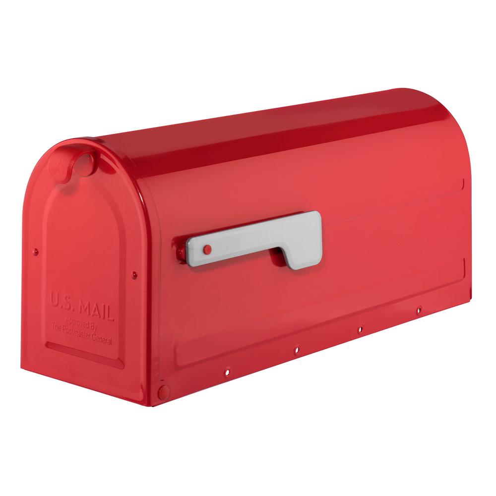 Architectural Mailboxes MB1 Post Mount Mailbox Red with Silver Flag