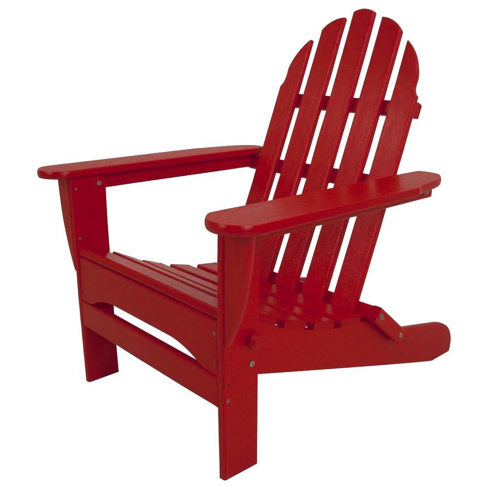 POLYWOOD Classic Sunset Red Plastic Patio Adirondack Chair 