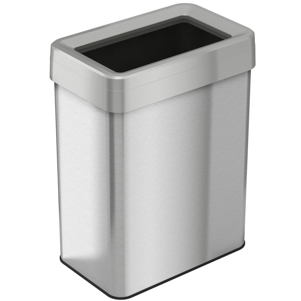 Stainless Steel Trash Cans The Home Depot Rectangular Open Top Commercial Grade Stainless Steel Trash Can
