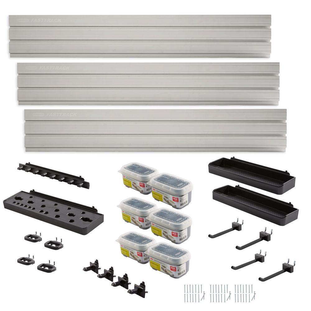 Rubbermaid Fasttrack Garage Wall Panel Starter Kit 23 Piece - Rubbermaid Wall Track Rubbermaid Fasttrack Garage Wall Panel Starter Kit 23 Piece - Rubbermaid Wall Track