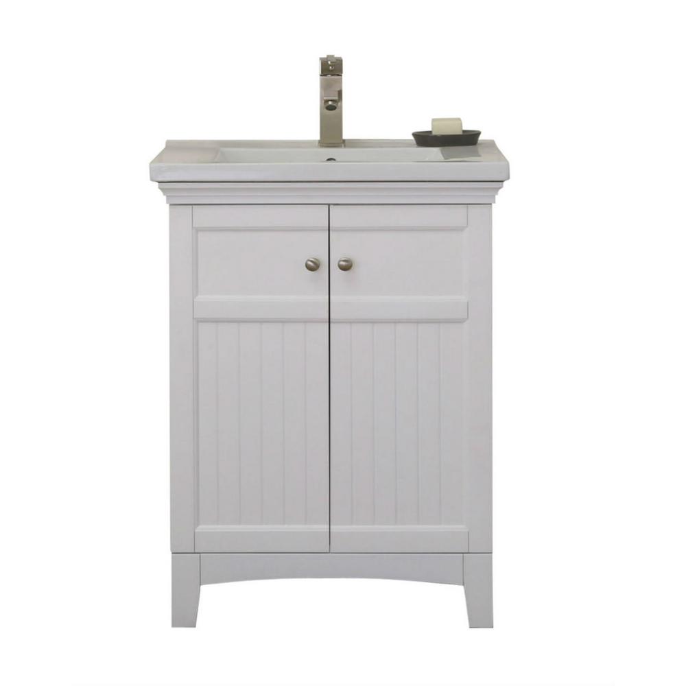 24 In Vanity In White With 1 5 In Porcelain Vanity Top In White