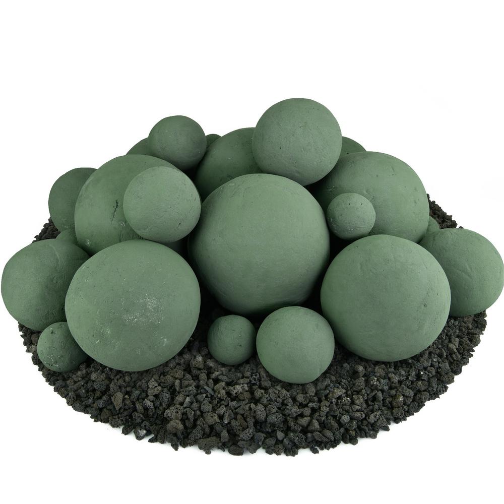 Mixed Set Of 23 Ceramic Fire Balls In Slate Green 01 0460 The