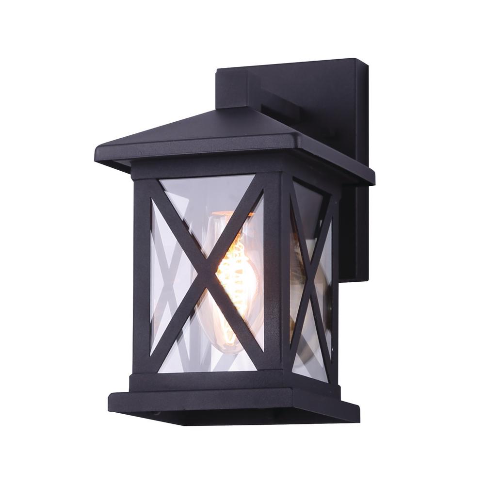 Canarm Elm 1 Light Black Outdoor Wall Sconce Iol401bk