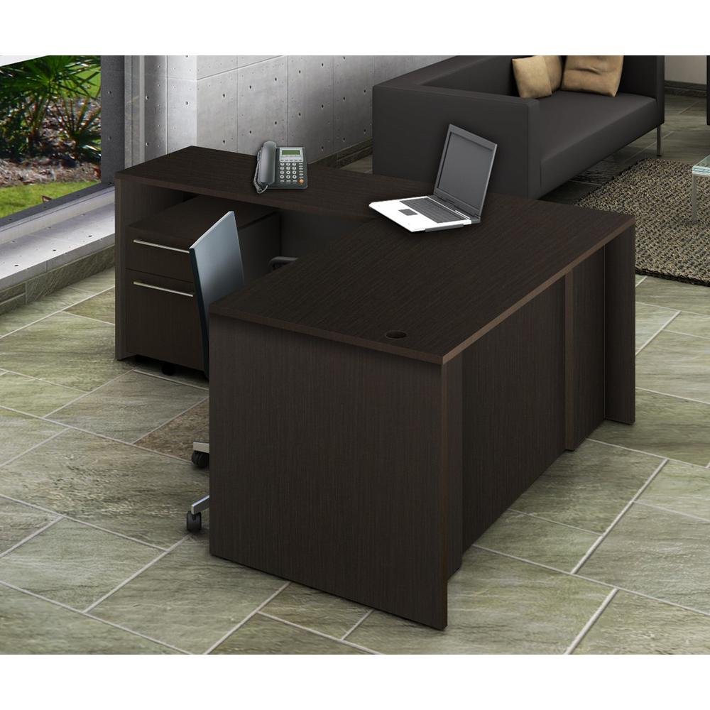 2 Piece Espresso Office Reception Desk Collaboration Center 3656 2 Piece Espresso Office Reception Desk Collaboration Center