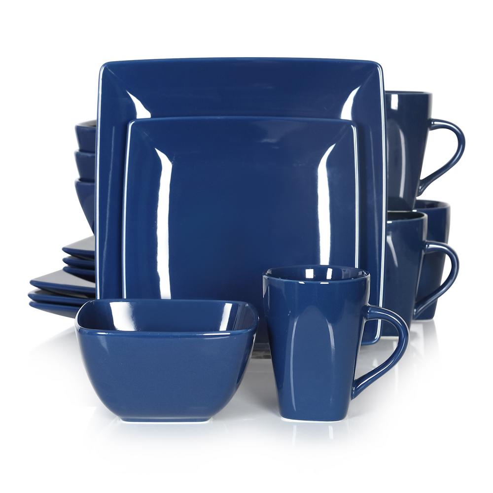 vancasso Series SOHO Porcelain Square Blue 16Piece Dinnerware Sets