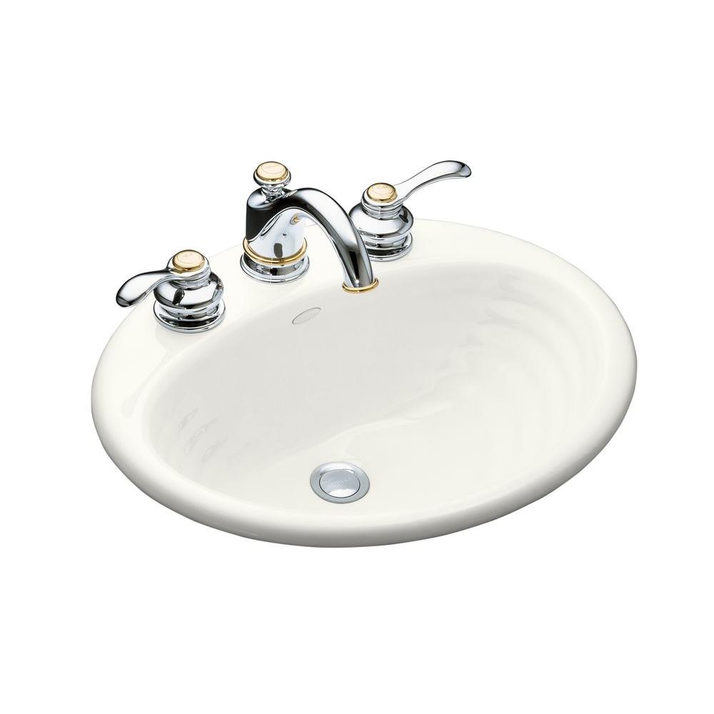 Kohler Ellington Drop In Cast Iron Bathroom Sink In White With Overflow Drain