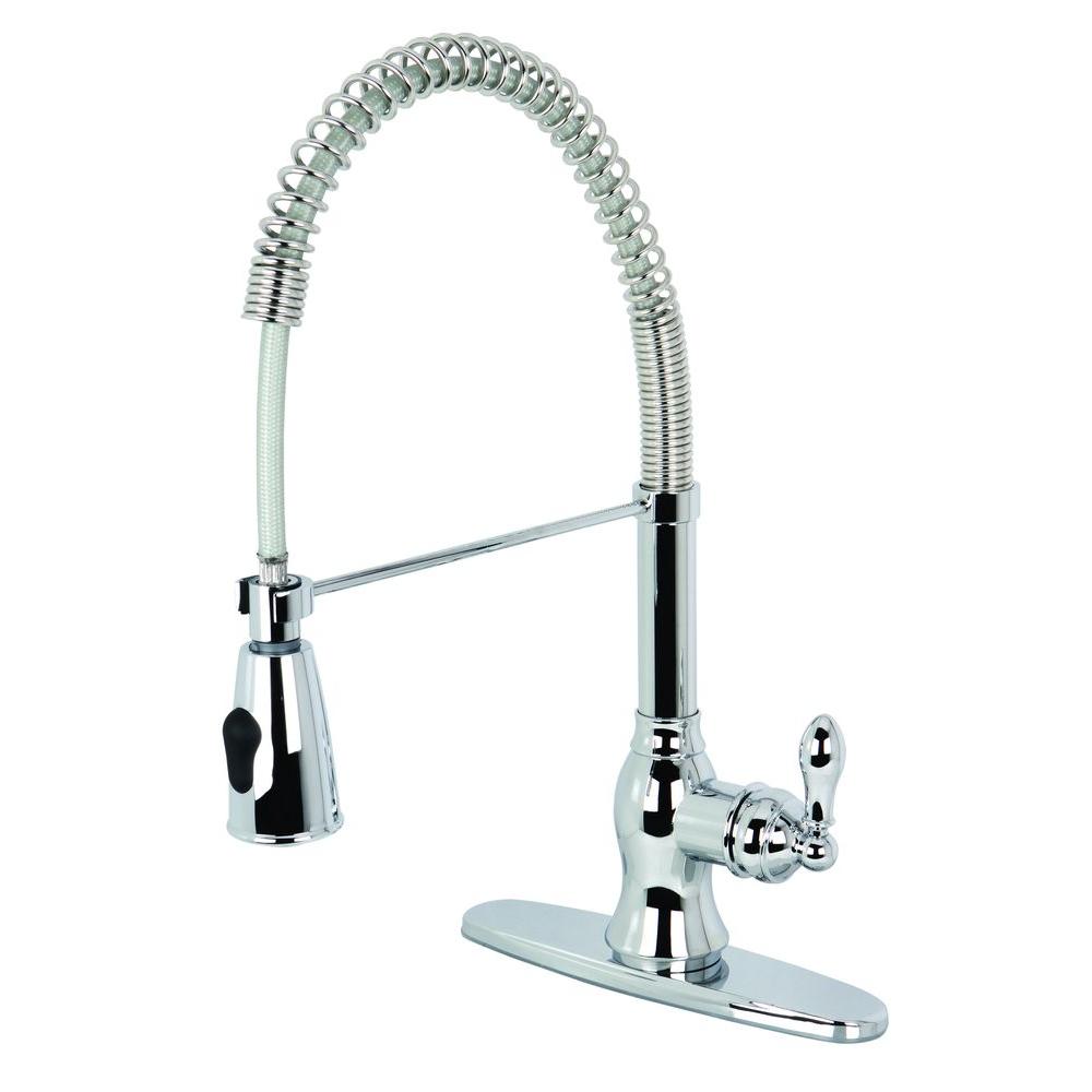 Kingston Brass Single Handle Pull Down Sprayer Kitchen Faucet With