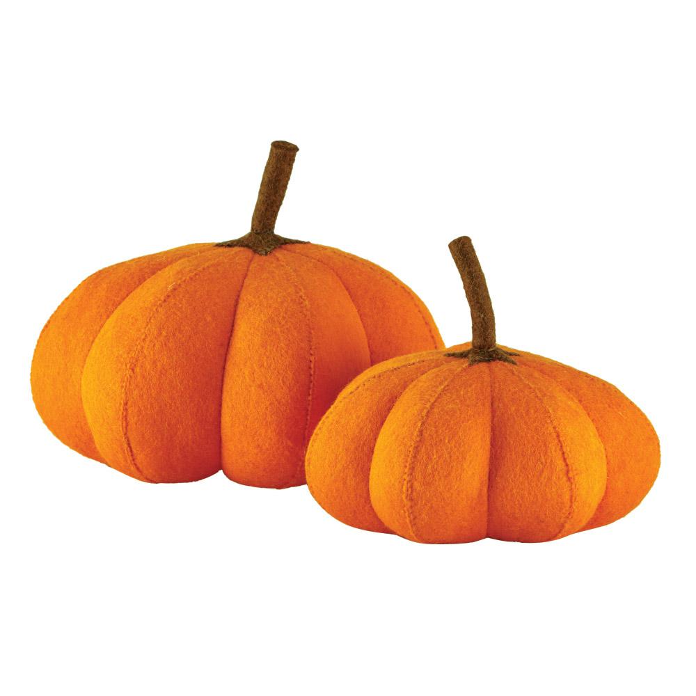 Home Decorators Collection 10 in. Orange Wool Felt Pumpkins (Set of 2