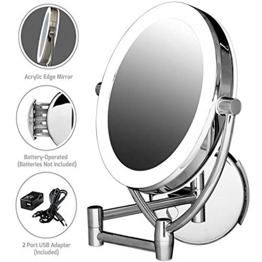 Ovente Wall Mount Lighted Makeup Mirror 1x 10x Magnification 9 5 Ovente Wall Mount Lighted Makeup Mirror