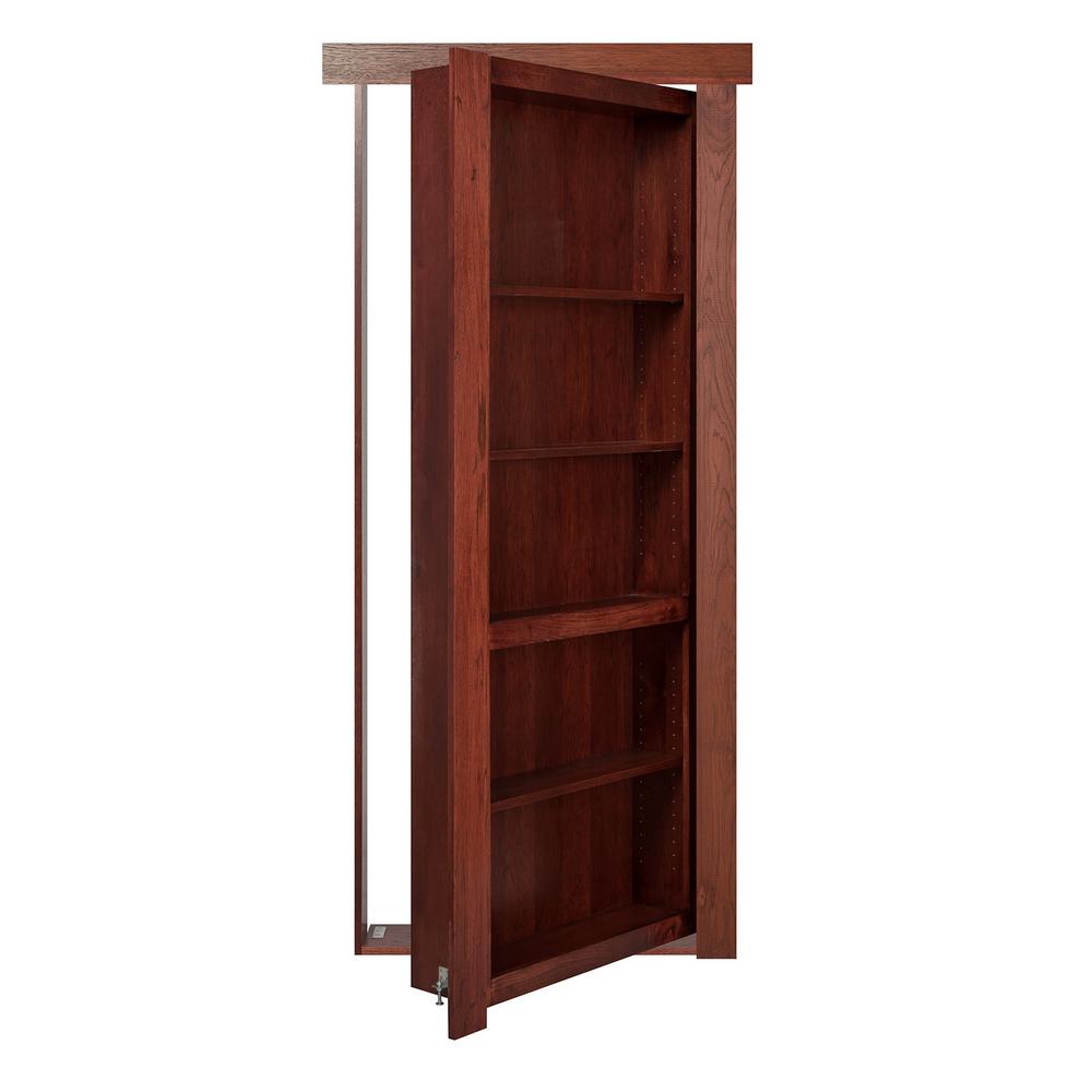 The Murphy Door 36 In X 80 In Flush Mount Assembled Hickory Cherry Stained Right Handed Out Swing Solid Core Interior Bookcase Door