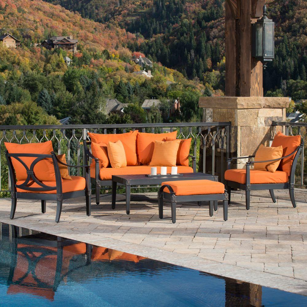Rst Brands Astoria 5 Piece Patio Seating Set With Tikka Orange Rst Brands Astoria 5 Piece Patio Seating Set With Tikka Orange Cushions