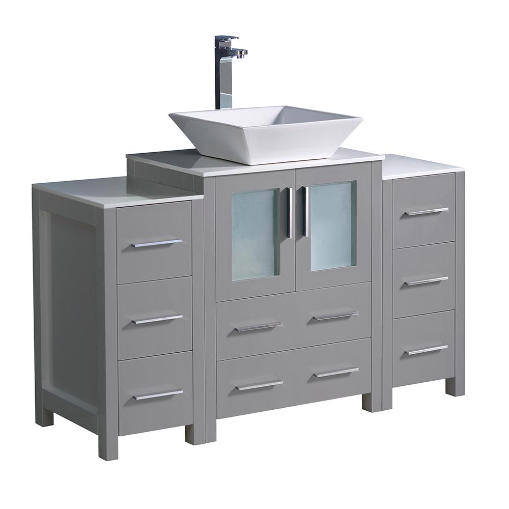 Fresca Torino 24 in. Bath Vanity in Gray with Glass Stone Vanity Top in