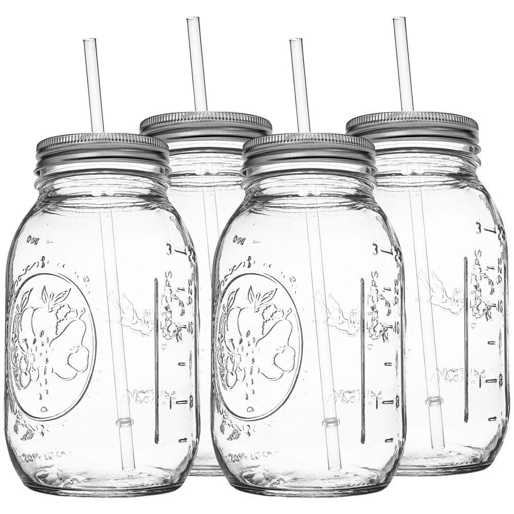 Redneck Guzzler Drinking Sipping Jar 32oz Mason Jar w// Acrylic Reusable Straw