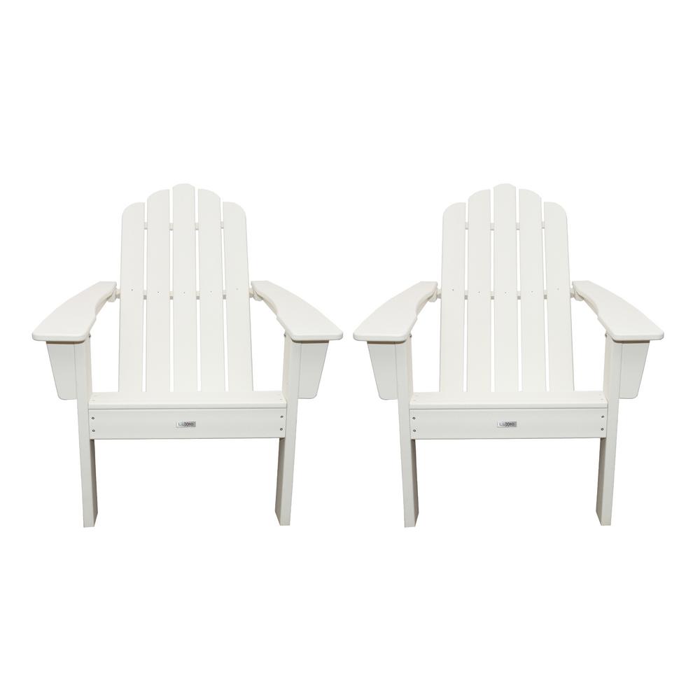 LuXeo Marina White Poly Plastic Outdoor Patio Adirondack Chair (2Pack