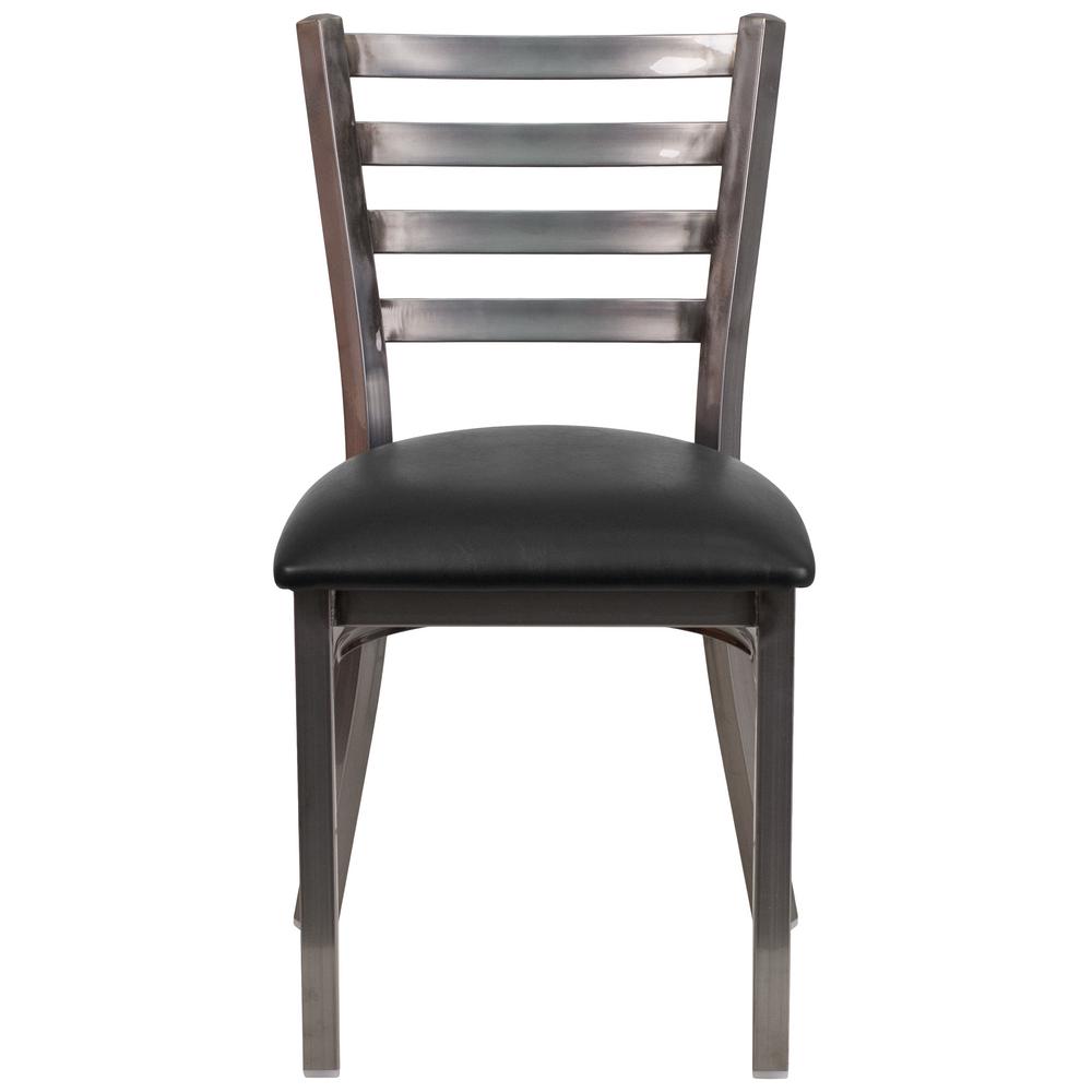 Flash Furniture 4 Pk HERCULES Series Black Ladder Back Metal Restaurant Chair Black Vinyl Seat