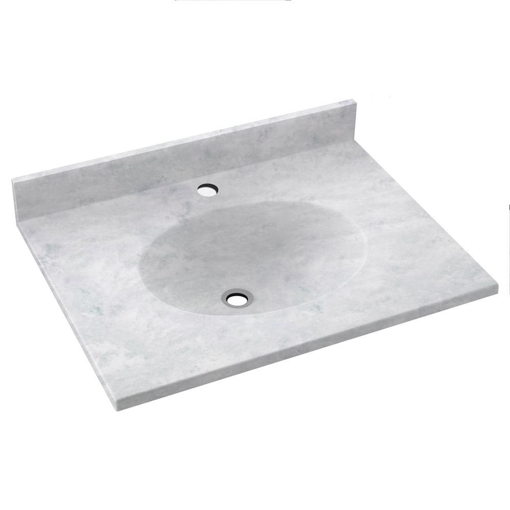 Swan Ellipse 19 in. D x 25 in. W Solid Surface Vanity Top in Ice with