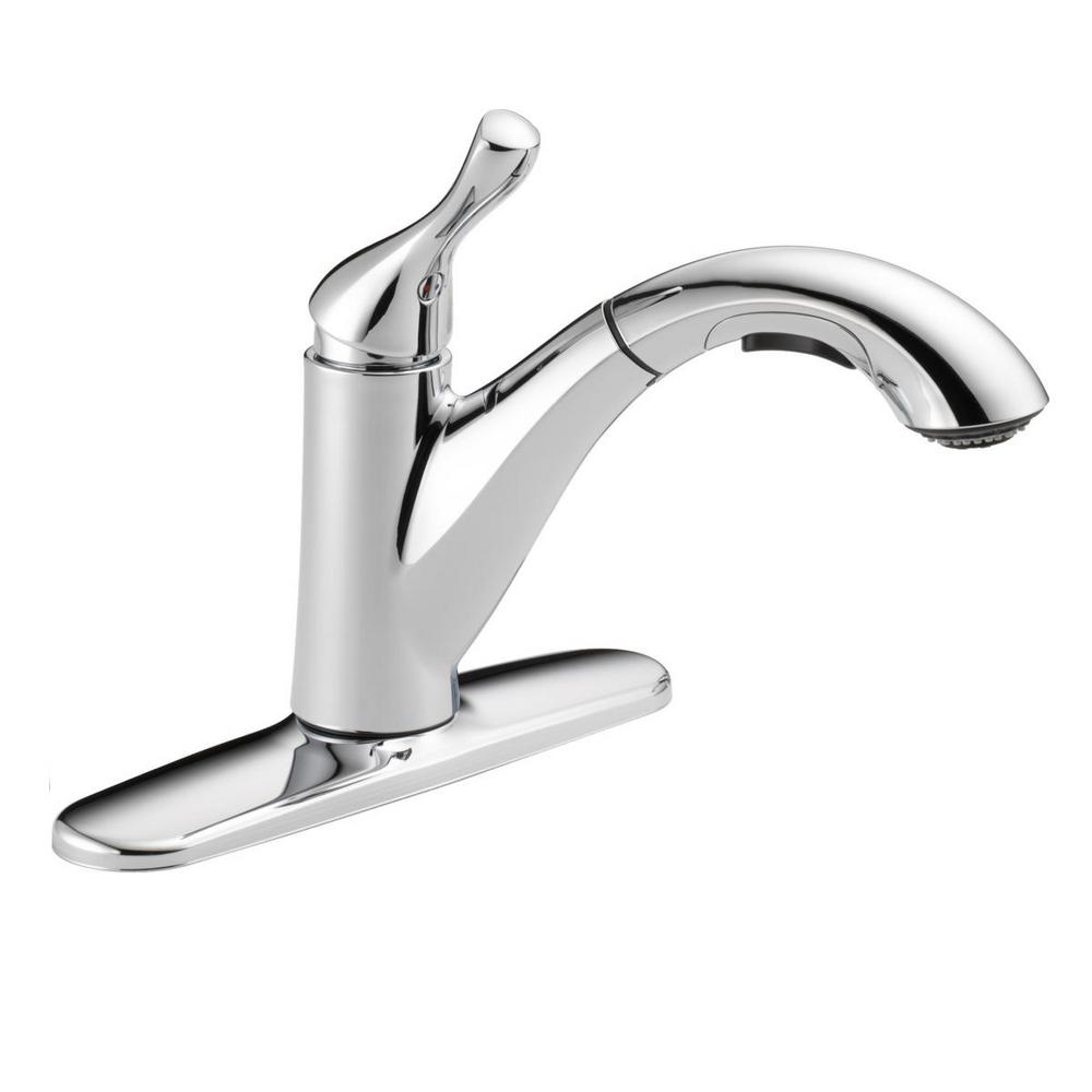 Delta linden single-handle pull-out sprayer kitchen faucet in stainless