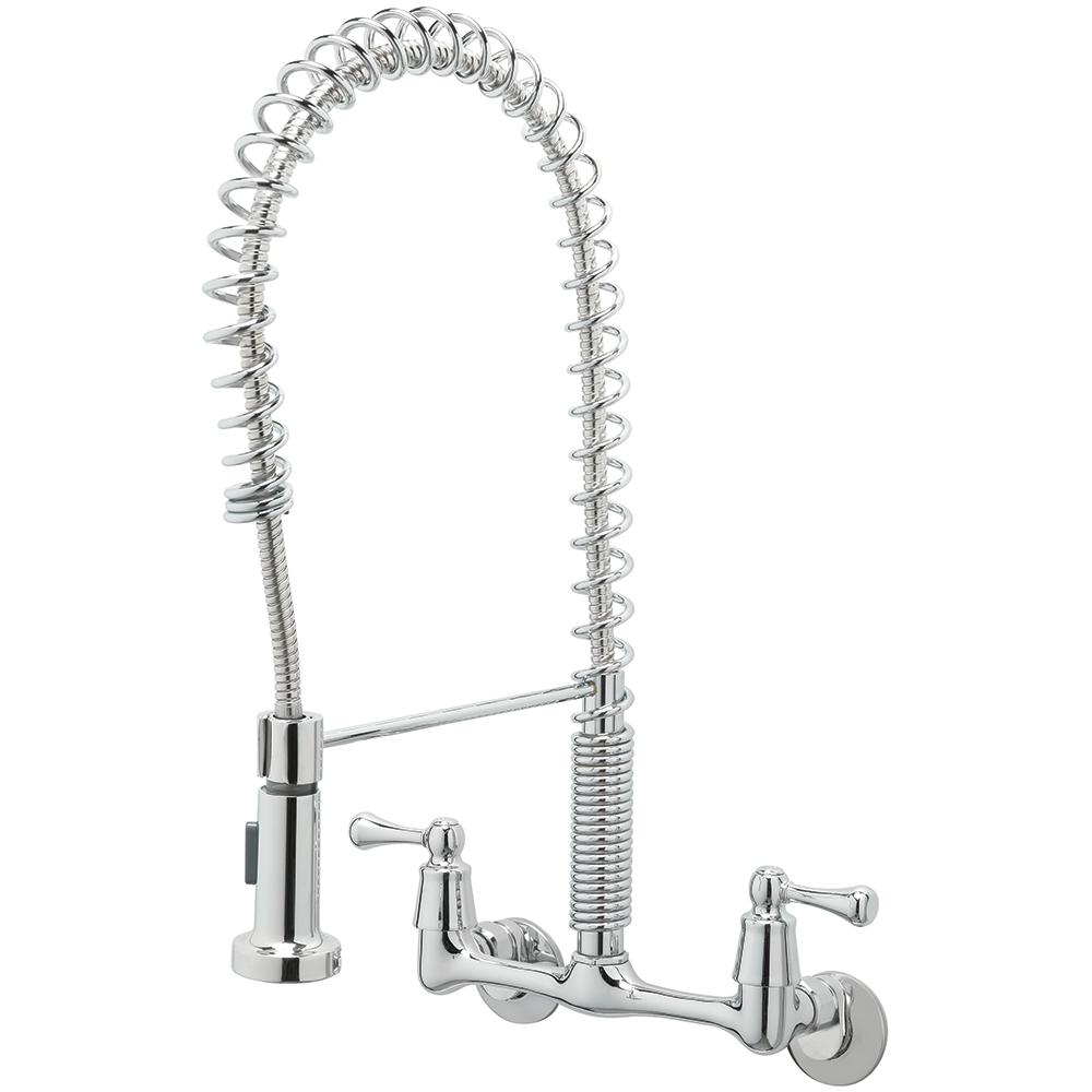 Tosca 2-Handle Wall-Mount Pull-Down Sprayer Kitchen Faucet ...