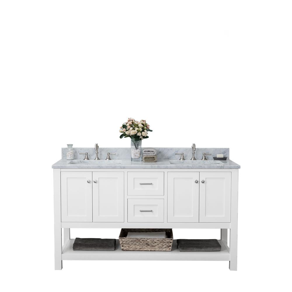 Alya Bath Wilmington 60 in. W x 34.2 in. H x 22 in. D Vanity in White