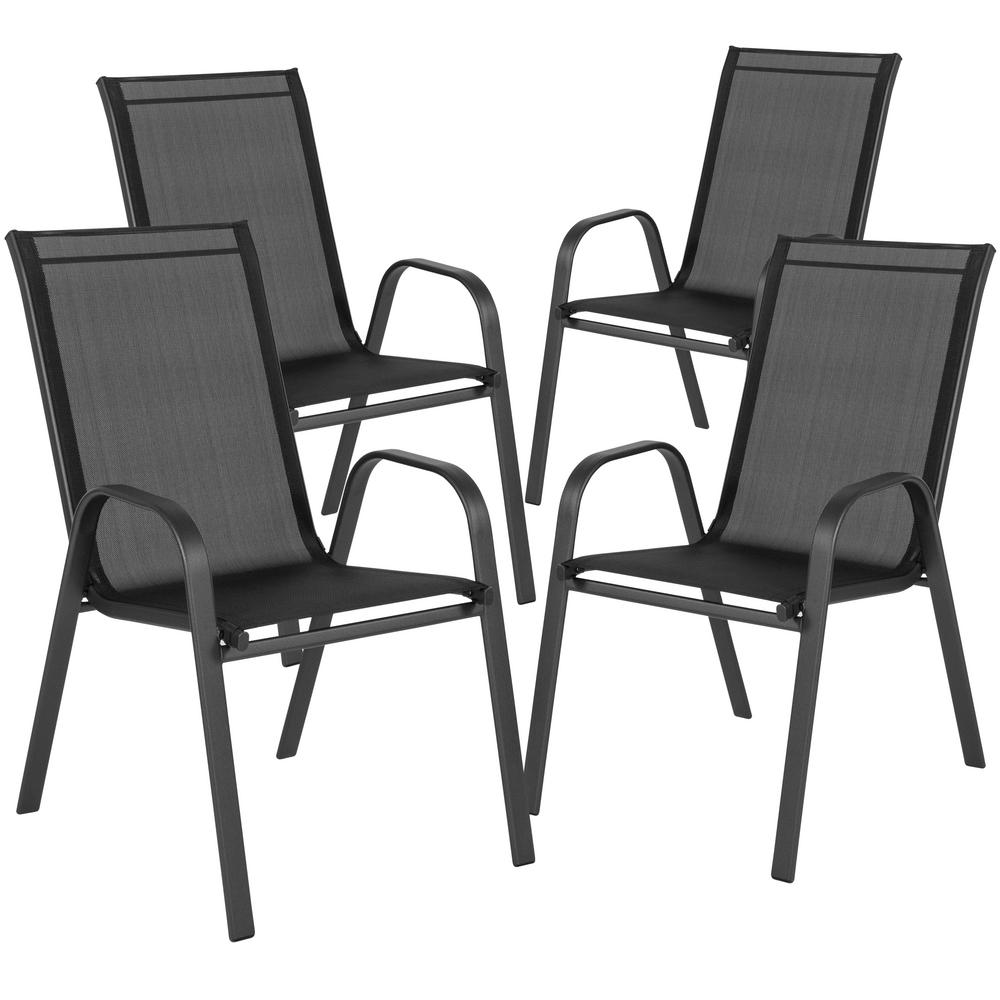 Carnegy Avenue Black Metal Outdoor Dining Chair (4-Pack)-CGA-TLH-465661
