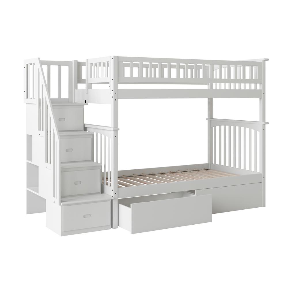 Atlantic Furniture Columbia Staircase White Twin Over Twin Bunk