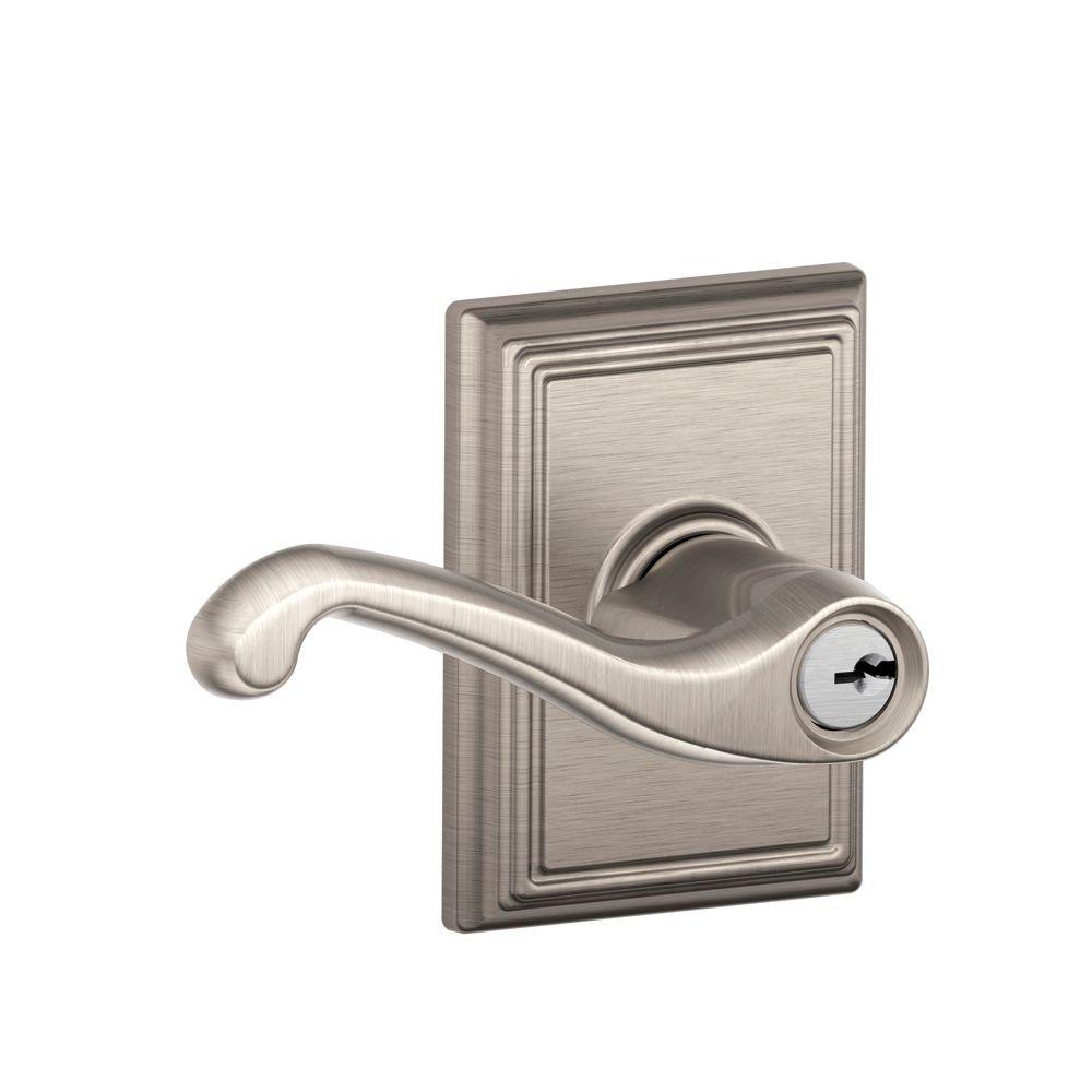 Schlage Addison Collection Satin Nickel Flair Keyed Entry LeverF51A FLA 619 ADD The Home Depot
