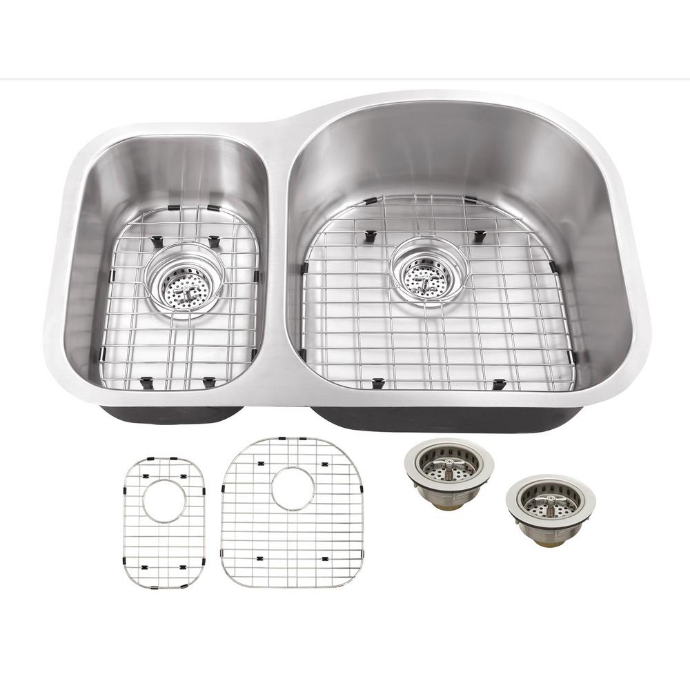 IPT Sink Company Undermount 32 in. 18-Gauge Stainless Steel Kitchen Sink in Brushed Stainless, Brushed Satin was $211.25 now $119.0 (44.0% off)