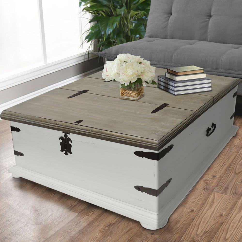 The Urban Port 37 In White Brown Um Rectangle Wood Coffee Table With Storage Upt 205745 Home Depot - Brown Trunk Coffee Table