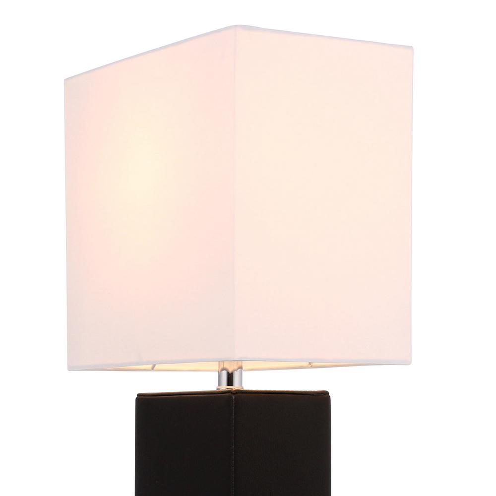 Modern White Leather Desk Table Lamp White Fabric Shade Monaco Avenue 21 in