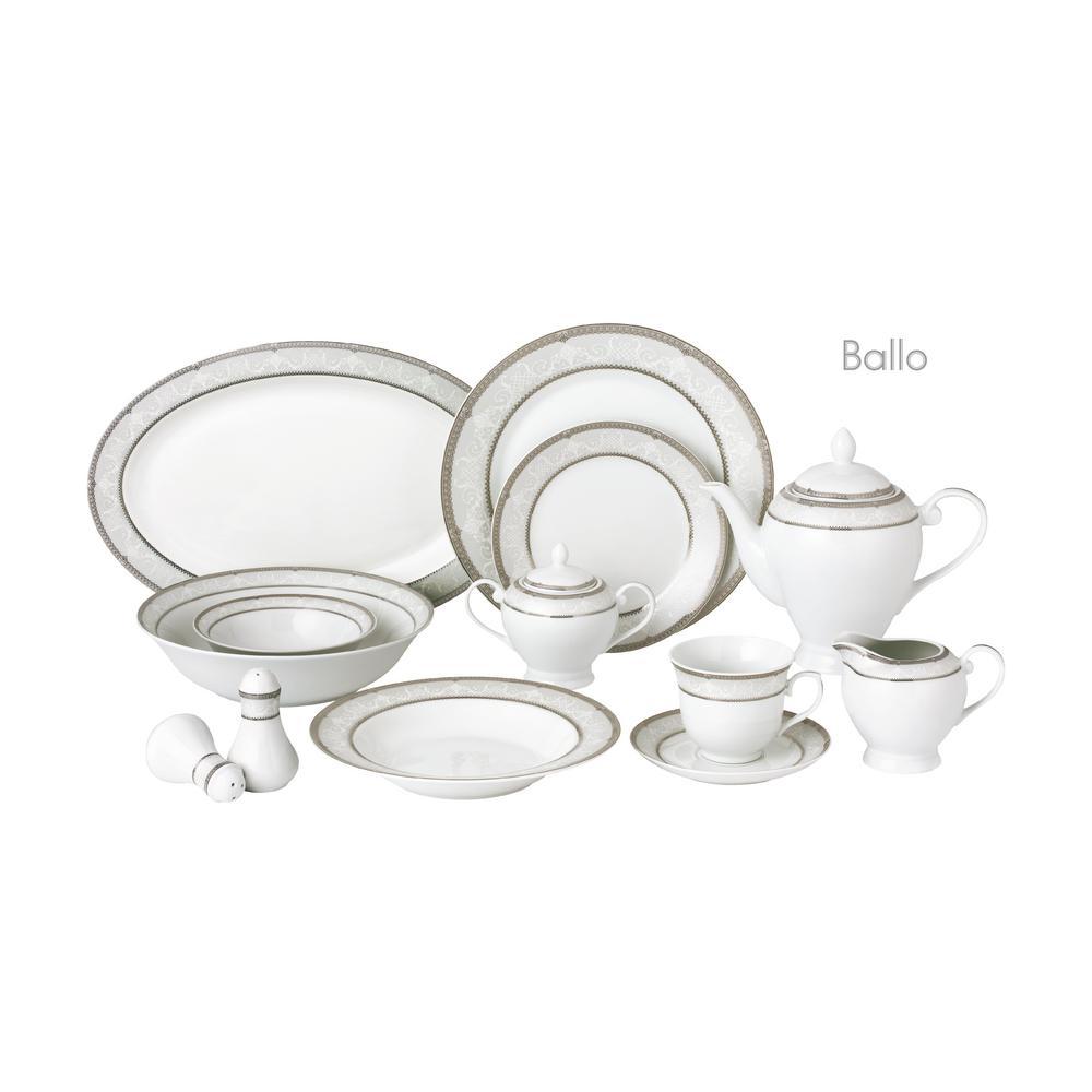 Lorren Home Trends 57Piece Silver Porcelain Dinnerware SetBallo The