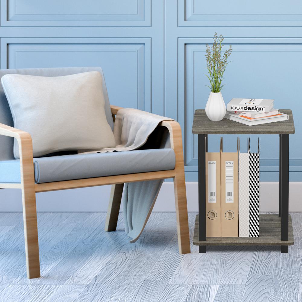 Furinno Simplistic French Oak Grey/Black End Table (2Pack)12127GYW/BK