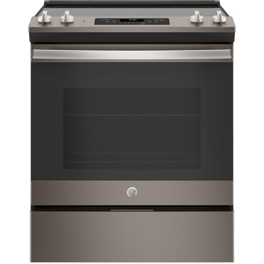 GE 30 in. 5.3 cu .ft. Slide-In Electric Range with Self-Cleaning Oven in Slate, Fingerprint Resistant