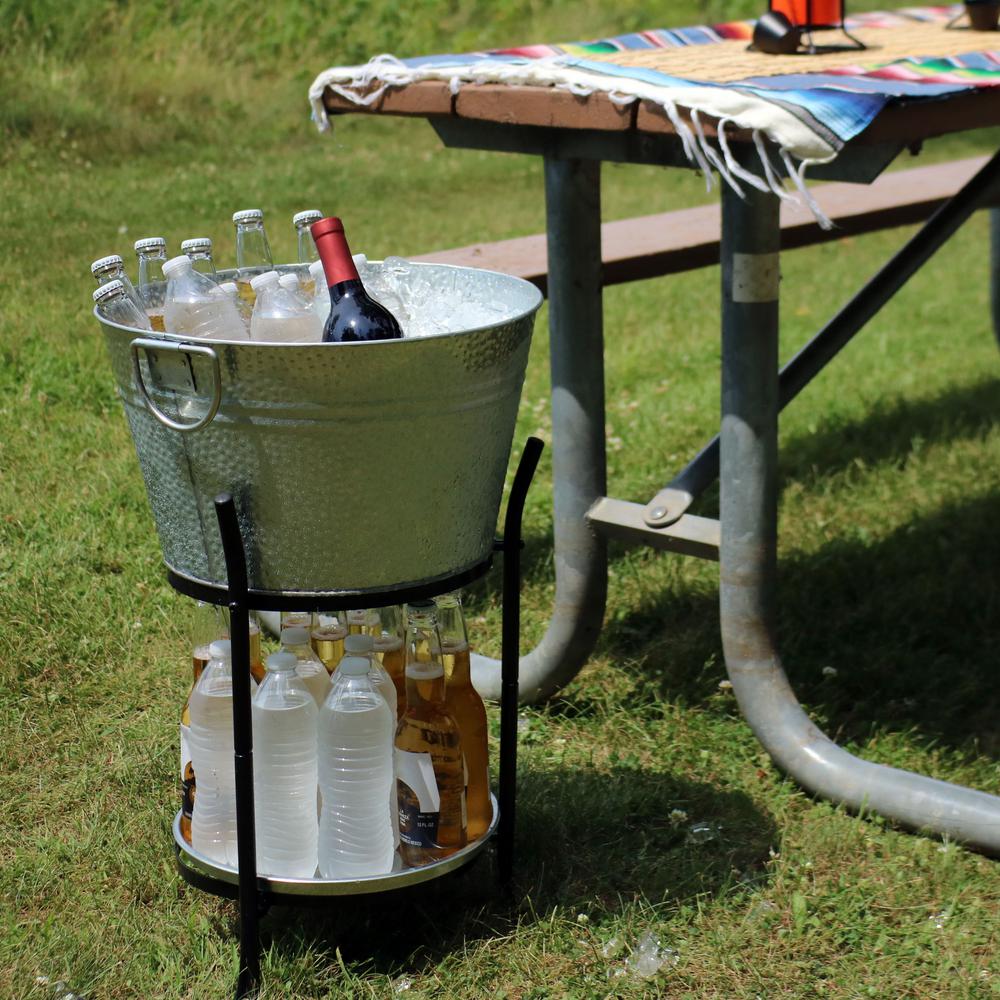 Sunnydaze Decor Pebbled Galvanized Steel Ice Bucket Drink Cooler Galvanized Steel Ice Bucket