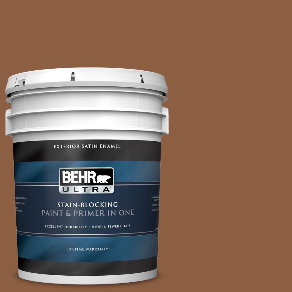 BEHR ULTRA 5 gal. 260F7 Caramel Latte Satin Enamel Exterior Paint and
