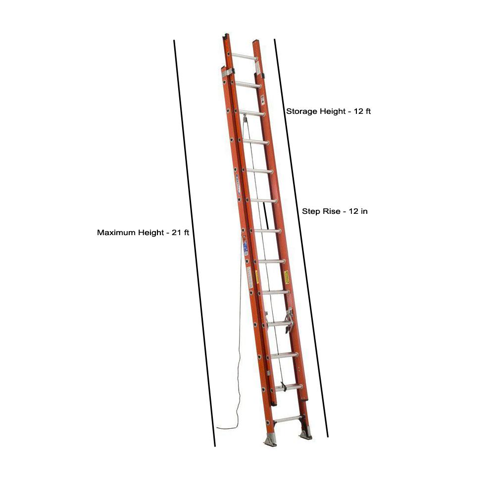 Werner 24 Ft Fiberglass Extension Ladder With 300 Lbs Load Capacity Type Ia Duty Rating D6224 2 The Home Depot